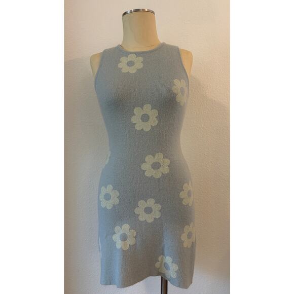Le Lis Dresses & Skirts - LE LIS Blue Daisy Knit Dress Sleeveless Bodycon Mini Soft Girl Cottagecore Small